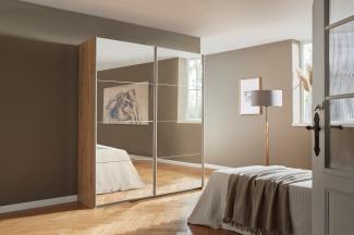 rauch Kleiderschrank, Schwebetürenschrank SUBITO, 2-türig, 2 Spiegeltüren, Eiche Artisan, 136 x 197 x 61 cm