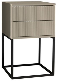 Nachtkommode >Marle< 2 Schubladen, Farbe Kaschmir, Holzwerkstoff - 40x65x38,5cm (BxHxT)