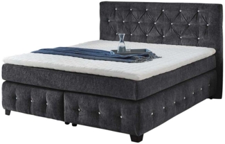Boxspringbett Xin Max / Xenia Max , Polyester, Stoff , Schwarz , 192 x 124 x 215 cm