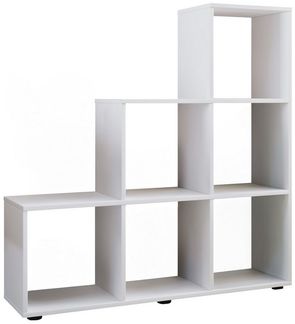 VCM 'Nitas' Treppenregal, weiß, für 6 Stoffboxen