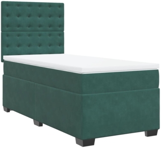 vidaXL Boxspringbett mit Matratze, Samt dunkelgrün, 100x200 cm