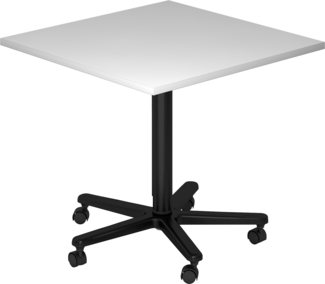 bümö Säulenhubtisch höhenverstellbar, Stehtisch Büro, Bistrotisch eckig 80 x 80 cm - Besprechungstisch grau, Stehtisch Holz-Platte, Säule aus Metall in schwarz, Säulentisch, Hochtisch, ST88-5-D