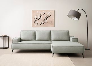 Home affaire Ecksofa TVINNU, L-Form, 275cm, in Cord und Leinenoptik, wahlweise Recamiere rechts/links, schwarze Füße, bequemer Sitzkomfort