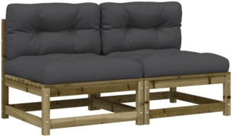 vidaXL Gartensofas ohne Armlehnen mit Kissen 2 Stk. Kiefernholz 838092