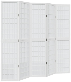 vidaXL 5-tlg. Raumteiler Weiß Massivholz Paulownia 358790