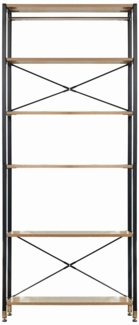 Regal breit MDF Akazie-Dekor Stahl Schwarz 6 Regalböden