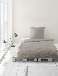JACK Bettwäsche JACK by Bierbaum Uni Fein Biber Bettwäsche einfarbig Steingrau, Biber, 2 teilig, 135x200/155x220/200x200/240x220cm, Reißverschluss, 100% Baumwolle