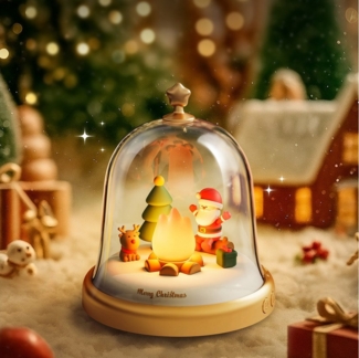 PRIISF Tischleuchte Weihnachten LED Nachtlicht Spieluhr Kinder Nachttischlampe Xmas Deko, Dimmbar, Winterlandschaft LED-Licht Musik Deko Landschaft Weihnachtsstadt, Weihnachtsdorf beleuchtet Spieluhr Winterdorf Atmosphäre Lampe, Weihnachtsstand Weihnac...