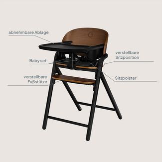 lionelo Hochstuhl CELIA (3-in-1-Hochstuhl Komplettset), 3in1/Einhandverstellung/Kunstleder/Tablett/Babyset enthalten
