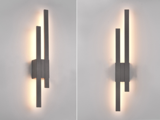 Flache LED Außenwandleuchte 2er SET in Anthrazit - indirekte Wandbeleuchtung