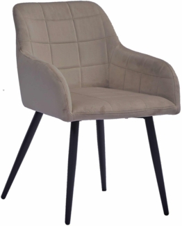 Esszimmer Armlehnstuhl Samt taupe schwarz Metallbeine LARS Vollholz