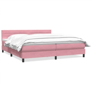 vidaXL Boxspringbett mit Matratze Rosa 180x220 cm Samt 3316370