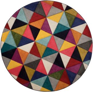 Kadima Design Designer-Teppich in lebhaften Farben, Geometrischer Muster, "Meon Ben". 160x160 cm