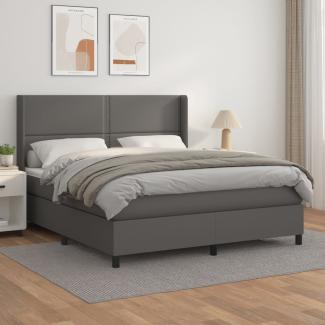 vidaXL Boxspringbett mit Matratze Grau 160x200 cm Kunstleder 3132451