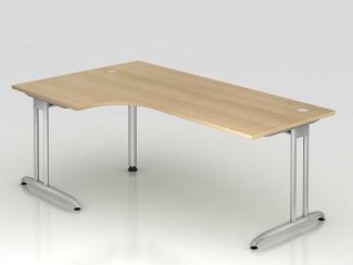 Winkeltisch BS82 C-Fuß 200x120cm 90° Nussbaum Gestellfarbe: Silber