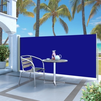 vidaXL Ausziehbare Seitenmarkise 140x300 cm Blau 45355