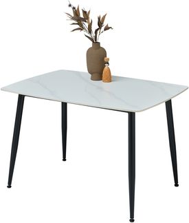 Esstisch >Owen< in weiß, schwarz, Keramik, Metall - 120x77x80cm (BxHxT)