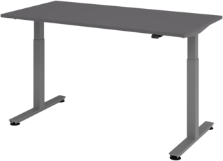 bümö elektrisch höhenverstellbarer Schreibtisch Graphit 160x80 cm, Gestell: Graphit - Büroschreibtisch höhenverstellbar elektrisch, elektrischer Bürotisch & Gaming Tisch, Stehschreibtisch, XMST-16-G-G