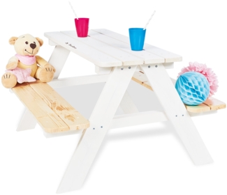 Pinolino 'Nicki' für 4 Kindersitzgarnitur, Massivholz weiß, 90 x 50 x 79 cm