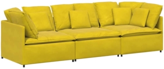 vidaXL Modulares Sofa mit Kissen Samt Gelb 3321285
