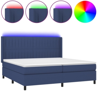 vidaXL Boxspringbett mit Matratze & LED Stoff Blau 200x200 cm, Härtegrad: H2 [3138507]