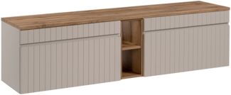 ICONIC Badmöbel-Set 180 cm mit Tischplatte (46x180cm), Kaschmir matt,Eichenküste Evoke