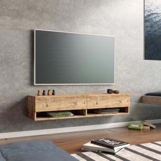 Fernsehtisch Laitila 140x31,5x29,5cm Eiche rustikal [en. casa]