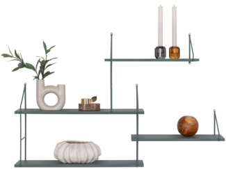 House Nordic Wandregal, 4 grüne Regale, grüner Rahmen, 99x17,5x62 cm