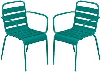 Vente-unique - MIRMANDE Gartenessgruppe Metall Blau - B 59 cm x H 79 cm x L 56 cm