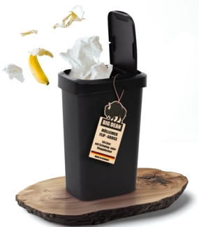 BigDean Mülleimer 50 Liter Schwing & Klappdeckel schwarz Küche