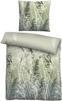 biberna Feinbiber Bettwäsche 0004103 GRÄSER, pistaziengrün, 1x 135x200 cm + 1x 80x80 cm