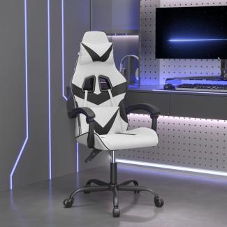 vidaXL Gaming-Stuhl Drehbar Weiß und Schwarz Kunstleder 349553