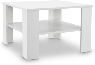 Juskys Couchtisch mit Ablage 60 x 60 x 40 cm - Holz, pflegeleicht, robust - Moderner Beistelltisch für Zeitschriften & Fernbedienung - Weiß