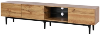 KLAM HOME Lowboard moderner klassischer TV-Schrank aus Wildeiche mit LED-Leuchten (für Wohnzimmer Schlafzimmer), TV-Tisch TV-Board TV-Kommode 175 x 31 x 41