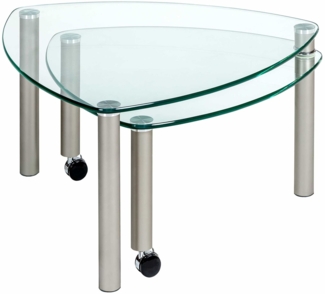 Couchtisch mit ausdrehbarer Ablage Cilka 80x43x80 Glas Nickel/Klarglas