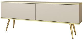 MOEBLO TV-Board DAYN NEW (Lowboard Fernsehtisch TV Bank TV Tisch Fernseher Tisch TV Möbel, goldene/schwarze Metallbeine), 135/175x30x32