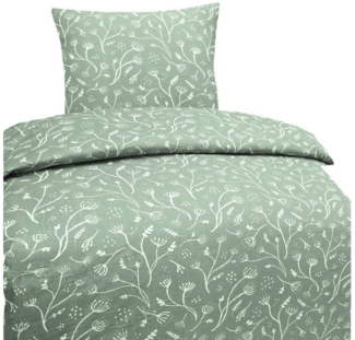 JACK Bettwäsche 135x200cm Botanica in Rot Grün Grau, Renforcé, 2 teilig, Pflanzendesign in verschiedenen Farben