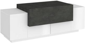 Dmora Kommode Aspera, moderner Multifunktionseingang, Mehrzweckschrank für die Eingangshalle, 100 % Made in Italy, 120 x 45 x 46 cm, glänzendes Weiß und Schiefer,