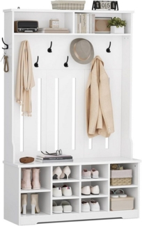 MSMASK Garderobenständer mit Schuhbank, Garderoben mit Offenem Stauraum, 102×35×176cm, Weiß, (1 St), Kleiderständer + Schuhschrank + Sitzbank, für Eingangsbereich/Flur