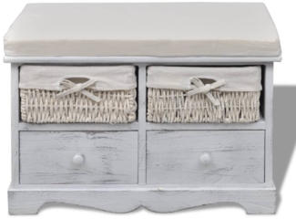 vidaXL Sitzbank mit Stauraum Weiß 62×33×42 cm Paulownia Holz 240790