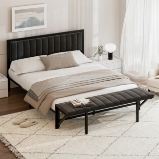 LVHOM Polsterbett Metallbett 160x200cm Bettgestell mit klappbare Polsterbank, Doppelbett/Stauraumbett, Samtstoff, Platzsparend, Ideal für Schlafzimmer, Jugendzimmer und Wohnungen