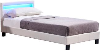 Einzelbett inkl. LED Beleuchtung und Lattenrost 90x200 cm Weiss