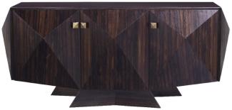 Casa Padrino Luxus Art Deco Sideboard Dunkelbraun 207 x 63 x H. 90 cm - Edler Wohnzimmerschrank mit 3 Türen - Art Deco Möbel