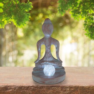 Solarleuchte Garten Buddha Glas Solarlampe Außen Außenleuchte Solar 33569