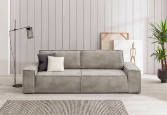 Home affaire 3-Sitzer SHERWOOD Schlafsofa (257cm) Cord, Samtvelours, Vintage-Lederoptik, Schlaffunktion mit Bettkasten (ca. 136/200cm)