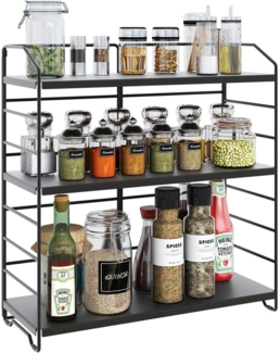 Gewürzregal Metall 3 Etagen verstellbarer Küchenorganizer Schwarz