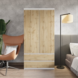 Furnica Kleiderschrank Garderobenschrank, 2 Türen und 2 Schubladen H180 x B90 x T50cm