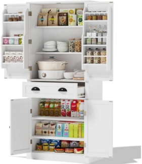 SeedWave Buffet Mehrzweckschrank Küchenschrank Vorratsschrank mit Viel Stauraum Verstellbare Einlegeböden, Mit Wandhalterung, Magnetische Vorrichtung
