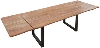 Baumkantentisch Akazie stonefarben 120 (200) x 90 cm Ansteckplatten schwarz NORINA 155644311