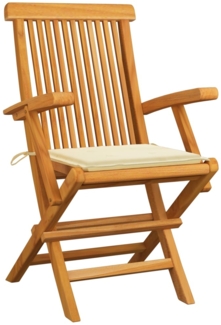 vidaXL Gartenstühle mit Creme Kissen 6 Stk. Massivholz Teak 3062543